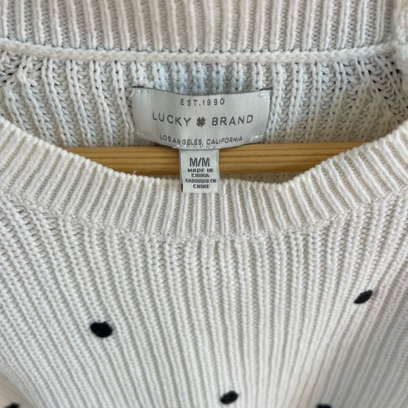 Lucky Brand cream sweater with black polka dots. - Picture 2 of 3